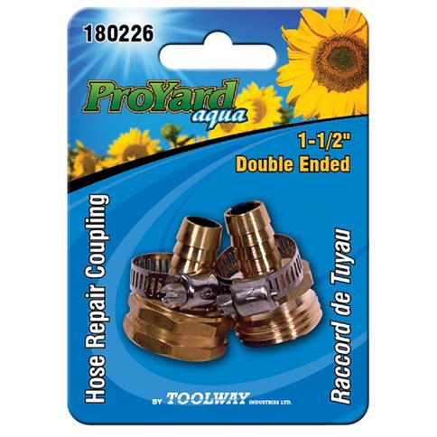 Toolway 180226 1-1/2 in. Male/Female Double Ended Brass Hose Coupling