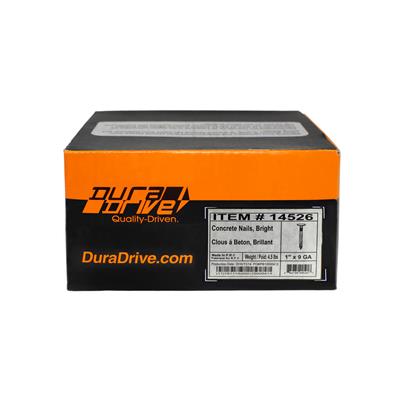 DuraDrive 1 in. 9-Gauge Bright Finish Fluted Spiral Shank Concrete Nails (4.5 lb. per Box)