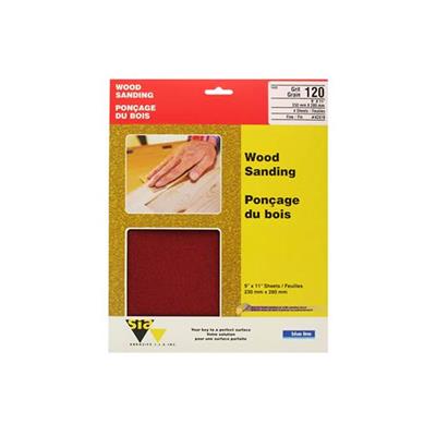 SIA 42418 Blue Line 9 in. x 11 in. 120-Grit Fine Garnet Sandpaper Sheet (4-Sheet)