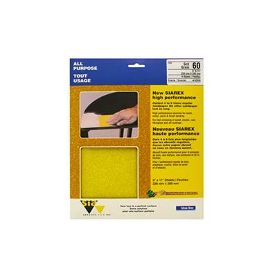 SIA 42500 9 in. x 11 in. 60-Grit Coarse High Performance Sandpaper (4-Sheet)