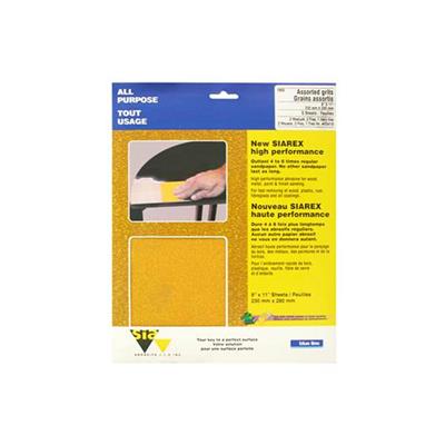 SIA 55418 Blue Line 9 in. x 11 in. Assorted Medium, Fine, Very Fine-Grit Sandpaper (5-Sheet)