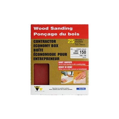 SIA 57474 Blue Line 9 in. x 11 in. 150-Grit Garnet Sandpaper Sheets (25-Pack)