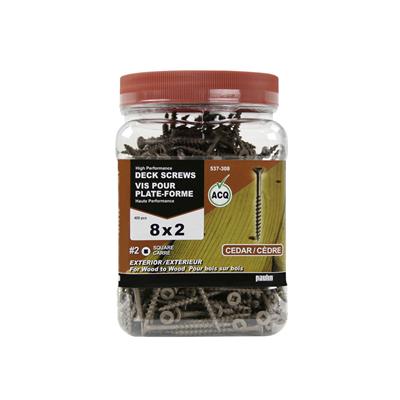 H Paulin #8 x 2 in. Low Root Brown Coated Flat Head Square Drive Exterior Cedar Decking Screws (400-Jug)