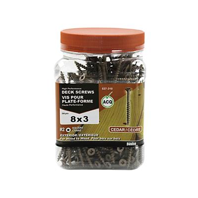 H Paulin #8 x 3 in. Low Root Brown Coated Flat Head Square Drive Pressure Treated Cedar Decking Screws (200-Jug)