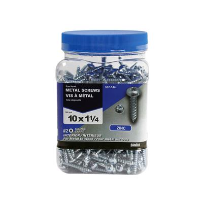 H Paulin #10 x 1-1/4 in. Zinc Coated Pan Head Square Drive Interior Metal Screws (500-Jug)