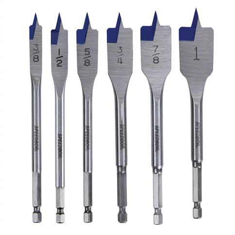 IRWIN 88886 Speedbor Standard Length Blue Groove Point Spade Bit Set (6-Piece)