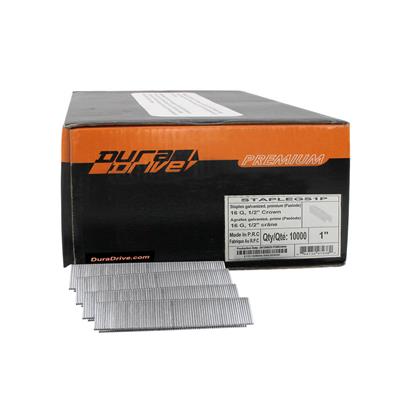 DuraDrive 1 in. x 1/2 in. Crown 16-Gauge GS Series Galvanized Steel Coated Staples (10,000-Pack)