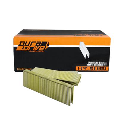 DuraDrive 1-3/4 in. x 7/16 in. Crown N19 Series Yellow Varnish Galvanized Staples (10,000-Pack)