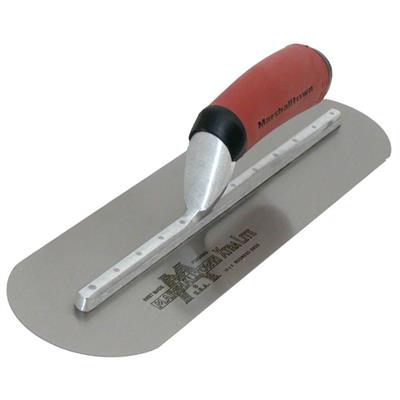 MARSHALLTOWN 13527 20 in. x 4 in. Curved Handle Carbon Steel Fully Round Finishing Trowel