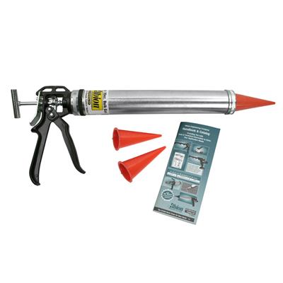 Albion B12B20 20 oz./ 600mL Single 12:1 Drive Metal Manual Bulk & Sausage Loading Caulking Sealant Gun Kit with Orange Cone Nozzles (4-Pieces)