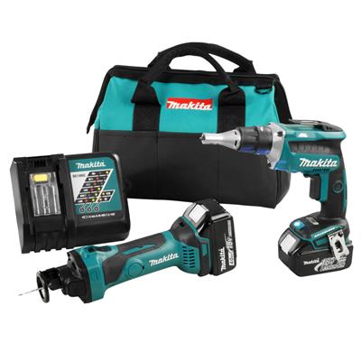 Makita DLX2089M 18-Volt LXT Lithium-Ion Cordless Drywall Screwdriver and Cutout Tool Combo Kit (2-Tool)