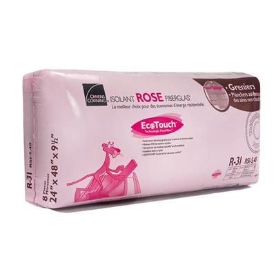 Owens Corning R-31 EcoTouch 24 in. x 48 in. x 9.5 in. PINK FIBERGLAS Insulation (64.0 sq. ft.)