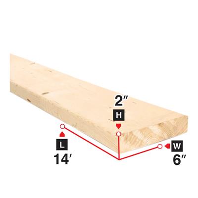 2 in. x 6 in. x 14 ft. Spruce Lumber