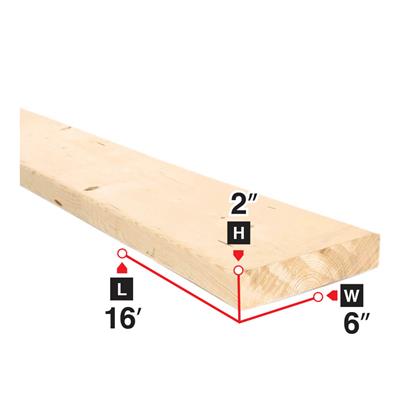 2 in. x 6 in. x 16 ft. Spruce Lumber