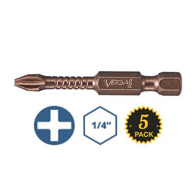 VEGA P190P2A-C5 #2 x 3-1/2 in. Phillips Drive Impactech Gunmetal Bronze Power Bit (5-Pack)