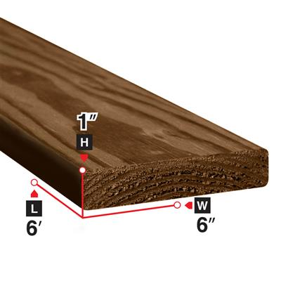 1 in. x 6 in. x 6 ft. Brown Pressure Treated Lumber