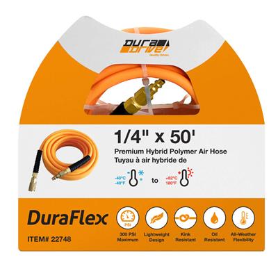 DuraDrive DYPA1450F 1/4 in. x 50 ft. Hybrid Polymer Air Hose with Swivel Fitting