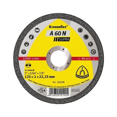 KLINGSPOR 264298 A 60 N Supra 5 in. x 3/64 in. x 7/8 in. Kronenflex Flat Cut-Off Wheel For Aluminum