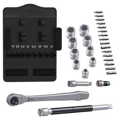 Wera 05004051001 8100 SB 11 Zyklop 3/8 in. Drive Switch Lever Imperial Metal Ratchet Set (29-Piece)