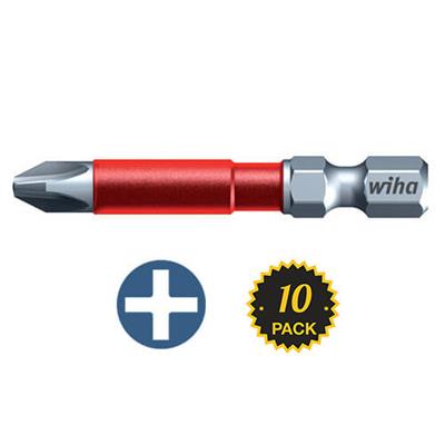 Wiha 76543 #1 x 2 in. Phillips Drive Terminator Impact Power Bit (10-Pack)