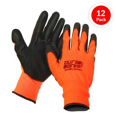 DuraDrive Black Dipped Orange Polyurethane-Coated Gloves (12-Pair)