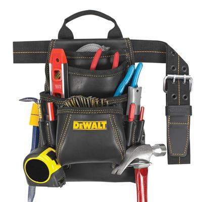 DEWALT DG5433 10-Pocket Carpenters Top Grain Leather Nail and Tool Bag