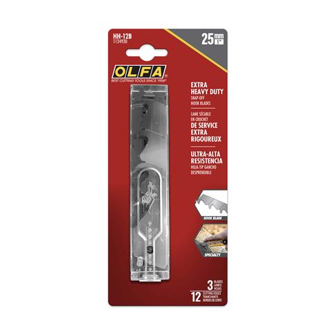 OLFA 1124930 HH-12B 25mm Extra Heavy-Duty Snap-Off Hook Utility Blades (3-Pack)