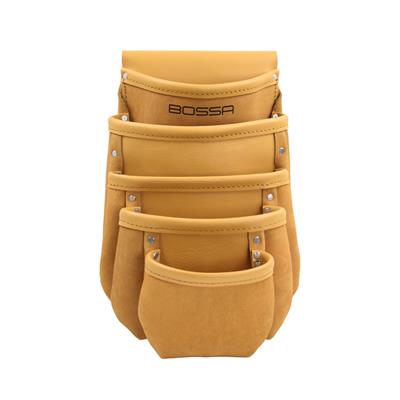 BOSSA 5-Pocket Brown Split Leather Drywall Tool Pouch Bag