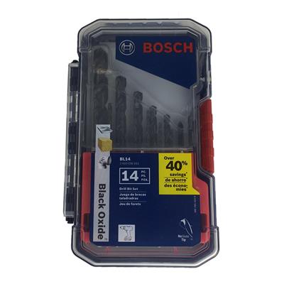 BOSCH BL14 1/16 in. to 1/2 in. Black Oxide General Purpose Wood, PVC and Metal Drill Bit Set (14-Piece)