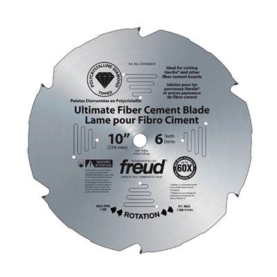 Freud D1006DHC 10 in. 6-Tooth Polycrystalline Diamond Tipped Fibre Cement/Hardieboards Saw Blade