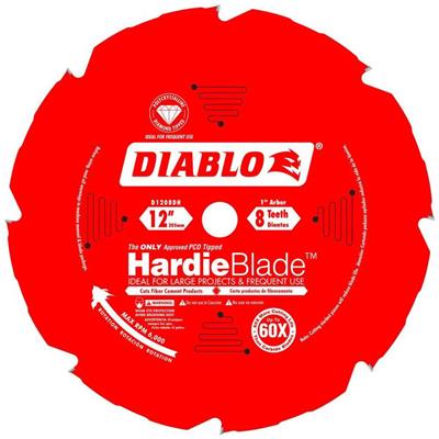 Freud Diablo D1208DHC 12 in. x 8-Tooth Polycrystalline Diamond (PCD) Tipped Fibre Cement Hardie Blade