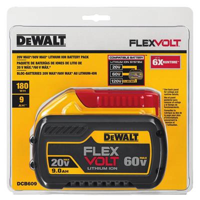 DEWALT DCB609 FLEXVOLT 20-Volt/60-Volt 9.0-Ah MAX Lithium-Ion Battery