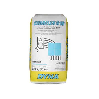 DYNA 610G50 22.7-kg. Grey CERAFLEX 610 Polymer-Modified Thin-Set Mortar for Interior/Exterior Stone and Tile 