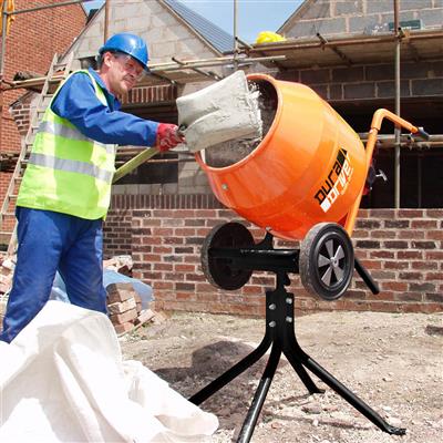 DuraDrive DCM140 140-Litre Portable Electric Concrete Mixer with Stand