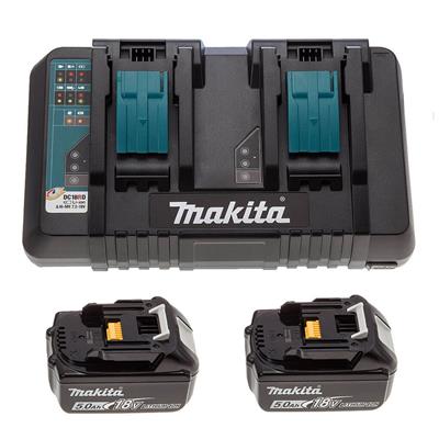 Makita Y-00359 2 x 18-Volt Lithium-Ion 5.0 Ah Battery and Dual Port Charger Kit