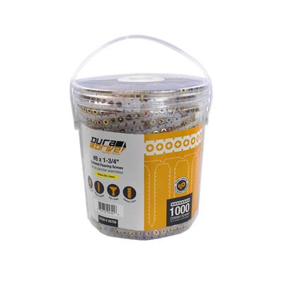 DuraDrive #8 x 1-3/4 in. Yellow Zinc Coated Flat Head Square Drive Coarse Thread Collated Flooring Screws (1,000-Pail)