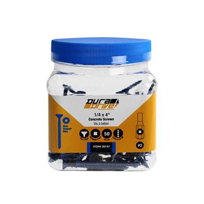 DuraDrive 1/4 in. x 4 in. Blue Ruspert Coated Flat Head Square Drive Concrete Screw (50-Pack)