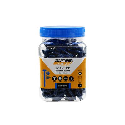 DuraDrive 3/16 in. x 1-1/4 in. Blue Ruspert Coated Hex Washer Head Slot Drive Concrete Screw (100-Pack)