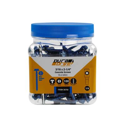 DuraDrive 3/16 in. x 2-1/4 in. Blue Ruspert Coated Hex Washer Head Slot Drive Concrete Screw (100-Pack)
