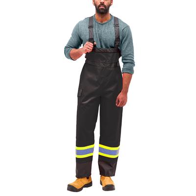 DuraDrive Men's Black Hi-Vis Reflective Tape Polyester Outshell Rain Overall