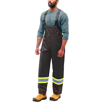 DuraDrive Men's Black Hi-Vis Reflective Tape Polyester Outshell Rain Overall