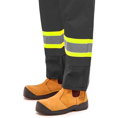 DuraDrive Men's Black Hi-Vis Reflective Tape Polyester Outshell Rain Overall