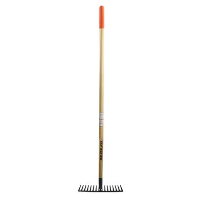 DuraDrive 55 in. 16-Tine Pine Wood Handle Forged Steel Head Stone Rake