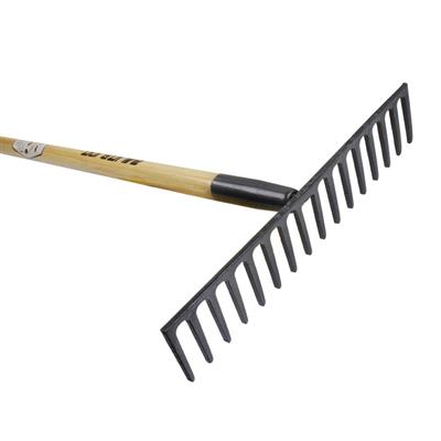 DuraDrive 55 in. 16-Tine Pine Wood Handle Forged Steel Head Stone Rake