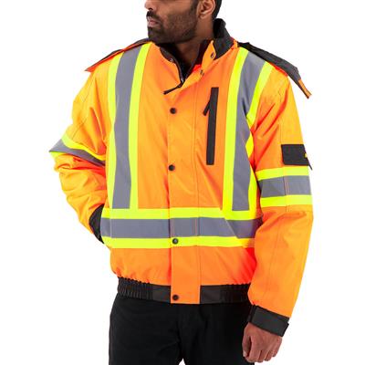 DuraDrive Men's Orange Basic 6-in-1 Hi-Vis Insulated Safety Traffic Winter Jacket