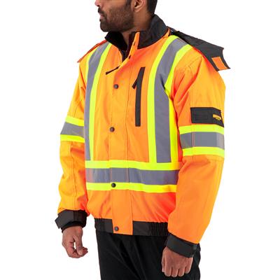 DuraDrive Men's Orange Basic 6-in-1 Hi-Vis Insulated Safety Traffic Winter Jacket