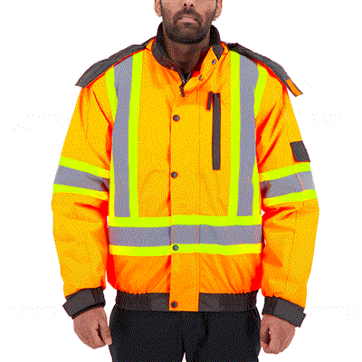 DuraDrive Men's Orange Basic 6-in-1 Hi-Vis Insulated Safety Traffic Winter Jacket