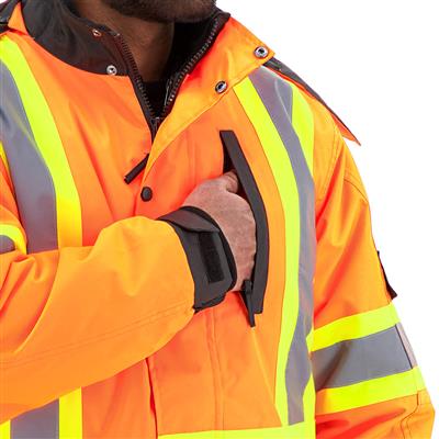 DuraDrive Men's Orange Basic 6-in-1 Hi-Vis Insulated Safety Traffic Winter Jacket