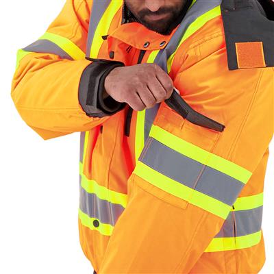 DuraDrive Men's Orange Basic 6-in-1 Hi-Vis Insulated Safety Traffic Winter Jacket