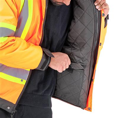 DuraDrive Men's Orange Basic 6-in-1 Hi-Vis Insulated Safety Traffic Winter Jacket